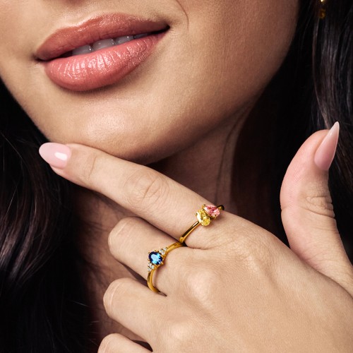 Toi et Moi Oval and Pear Gemstone Ring – Sterling Silver with Peridot and Blue Topaz