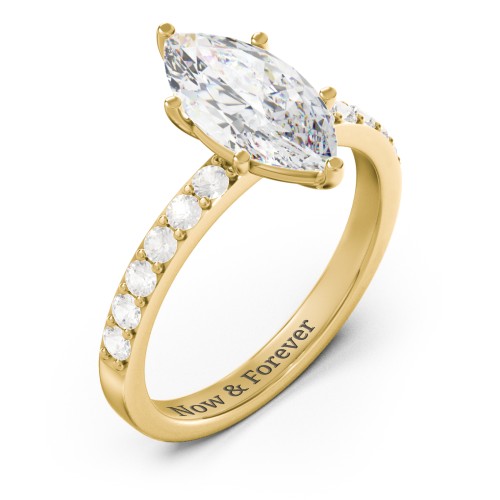 2 ct. Marquise CZ Engagement Ring with Accents – 10K Yellow Gold with Cubic Zirconia