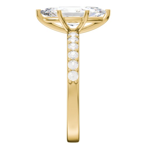 2 ct. Marquise CZ Engagement Ring with Accents – 10K Yellow Gold with Cubic Zirconia
