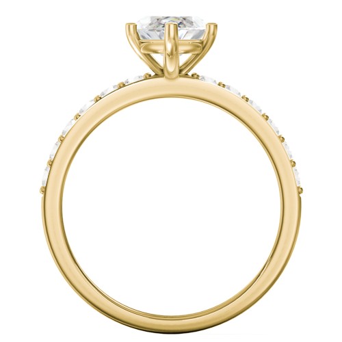 2 ct. Marquise CZ Engagement Ring with Accents – 10K Yellow Gold with Cubic Zirconia