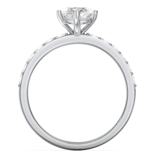 2 ct. Marquise CZ Engagement Ring with Accents – Sterling Silver with Cubic Zirconia