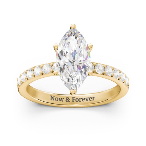 2 ct. Marquise CZ Engagement Ring with Accents – 10K Yellow Gold with Cubic Zirconia