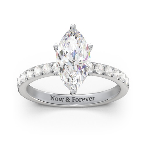 2 ct. Marquise CZ Engagement Ring with Accents – Sterling Silver with Cubic Zirconia
