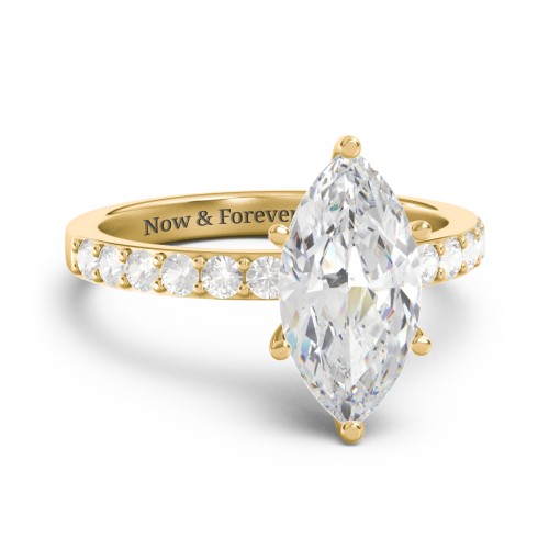 2 ct. Marquise CZ Engagement Ring with Accents – 10K Yellow Gold with Cubic Zirconia