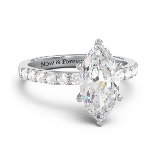 2 ct. Marquise CZ Engagement Ring with Accents – Sterling Silver with Cubic Zirconia