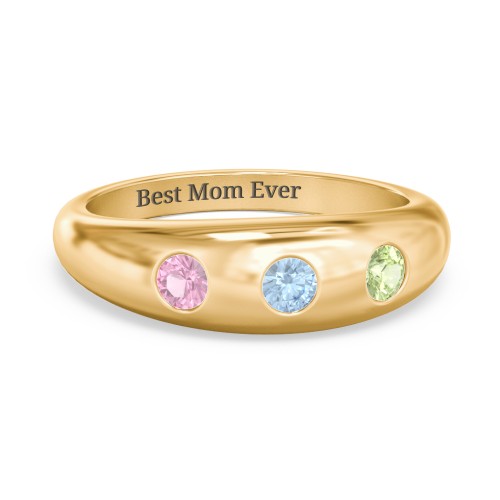 Round Stone Dome Ring – 18K Gold Plated Silver with Pink Tourmaline, Blue Topaz, and Peridot