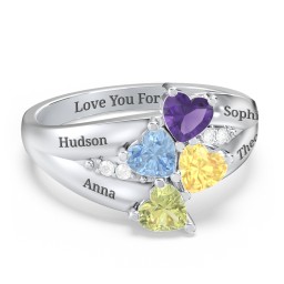 Multi-Heart Split-Band Ring
