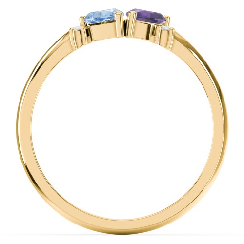 Pair of Hearts Gemstone Promise Ring with Accent Stones