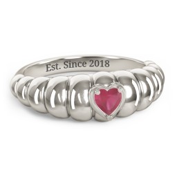 Croissant Dome Ring with Heart Gemstone
