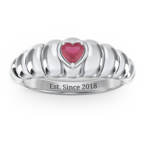 Croissant Dome Ring with Heart Gemstone