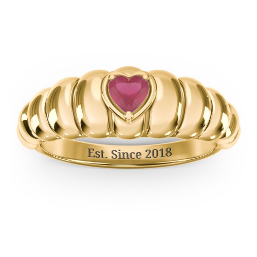 Croissant Dome Ring with Heart Gemstone