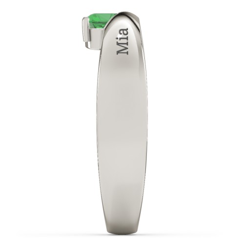 Solitaire Heart Gemstone Ring with Tapered Wide Band