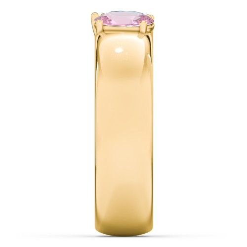Toi et Moi Oval and Pear Gemstone Ring with Wide Band