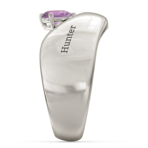 Toi et Moi Pear Gemstone Ring with Wide Curved Band