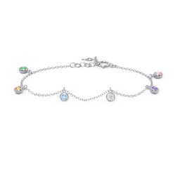 Bezel Set Gemstone Drop Bracelet - 6 Stone