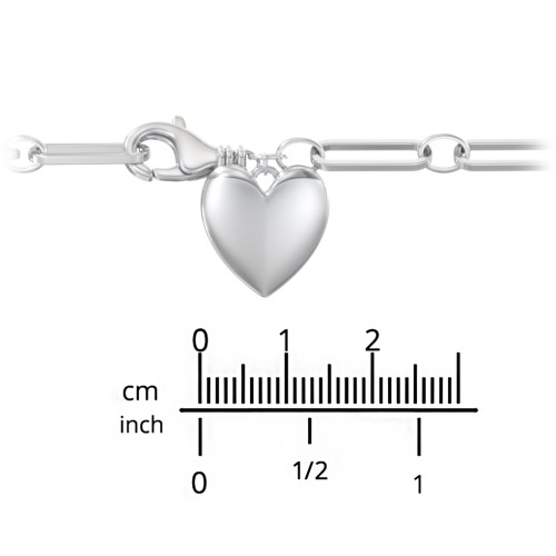 Engravable 7" Puffy Heart Paper Clip Chain Bracelet