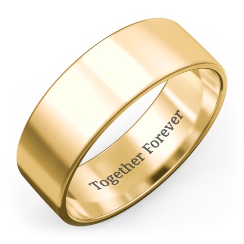 Men's Classic Flat Wedding Band - 7mm Width – 10K Yellow Gold