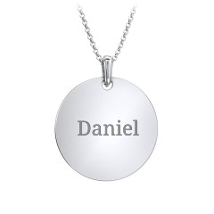 Men's Engravable Disc Necklace – 10K White Gold