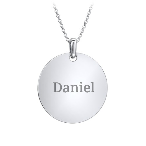 Men's Engravable Disc Necklace – 10K White Gold