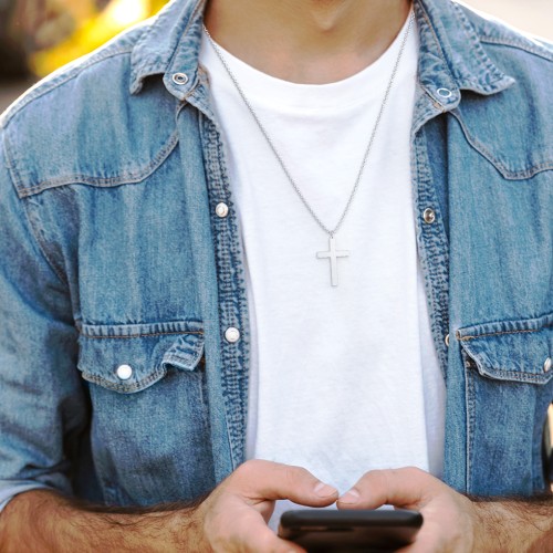 Men's Classic Engravable Cross Necklace