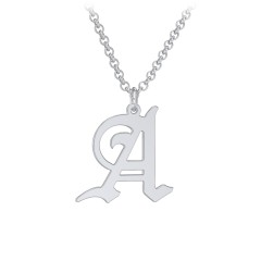 Men's Gothic Initial Pendant Necklace - A – Sterling Silver