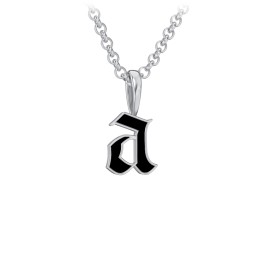 Men's Enamel Gothic Initial Necklace