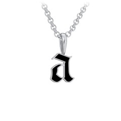 Men's Enamel Gothic Initial Necklace – 10K Yellow Gold
