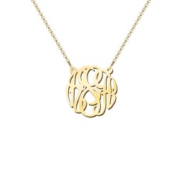 Monogram Name Pendant in 18K Gold Plated Silver with Blue Topaz, Emerald, and Aquamarine