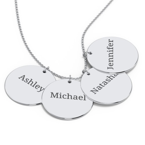 Engravable Name 4 Disc Pendant – Sterling Silver
