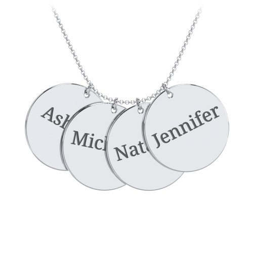 Engravable Name 4 Disc Pendant – Sterling Silver