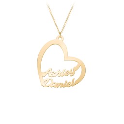 Written With Love Heart Name Necklace in 18K Gold Plated Silver