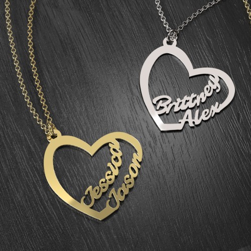 Written With Love Heart Name Necklace – 18K Gold Plated Silver