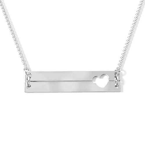 Raising The Bar Engravable Double Bar Necklace with Heart Cutout – 10K White Gold