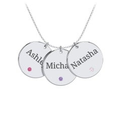 Engravable 3 Disc Pendant with Birthstone
