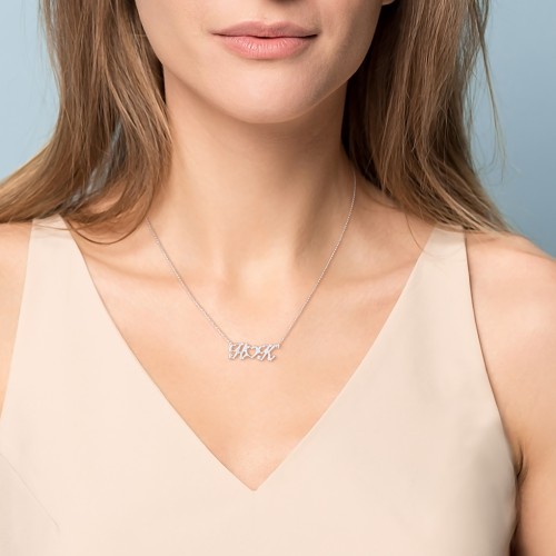 Initials and Heart Pendant – 10K White Gold