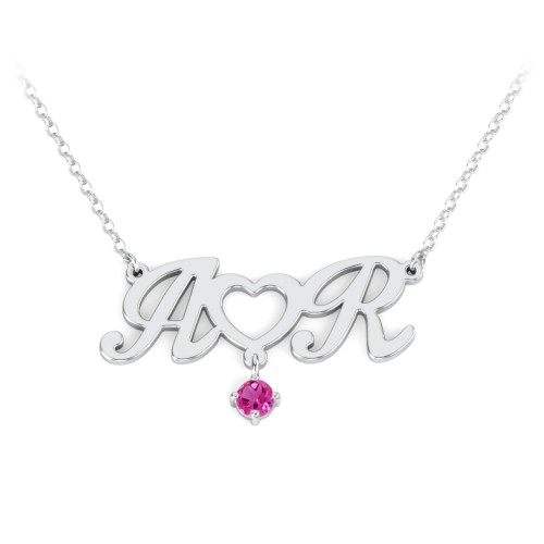 Initials and Heart Pendant – 10K White Gold