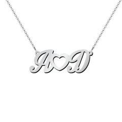 Initials and Heart Pendant – 10K White Gold