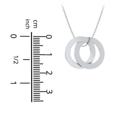 Engraved 2 Interlocking Russian Rings Necklace – Sterling Silver
