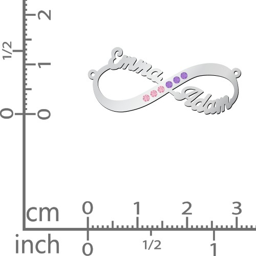 Infinity Name Necklace with Accents – 10K White Gold with Fancy Pink Premium Zirconia and Amethyst Premium Zirconia