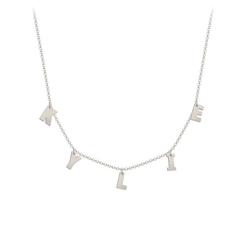 Initial Necklace with 5 Letters - Modern – 10K White Gold