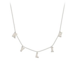 Initial Necklace with 5 Letters - Modern in 10K Solid White Gold