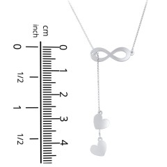 Infinity Lariat Necklace with Hearts