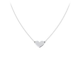 Engravable Heart Charm Necklace in 10K Solid White Gold