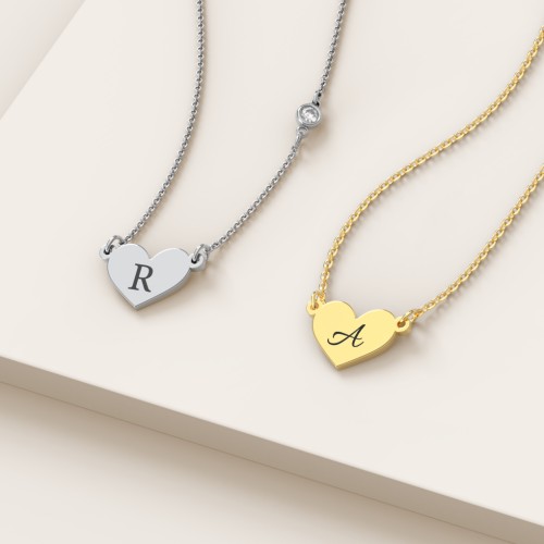 Engravable Heart Charm Necklace – 10K White Gold