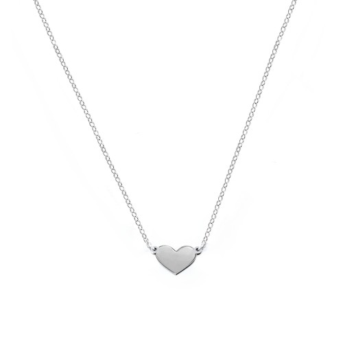 Engravable Heart Charm Necklace – 10K White Gold