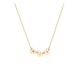 Engravable Initial 3 Heart Necklace in 18K Gold Plated Silver