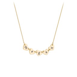 Engravable Initial 5 Heart Necklace in 18K Gold Plated Silver