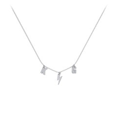 Initials Necklace with Lightning Bolt Charm – 10K White Gold