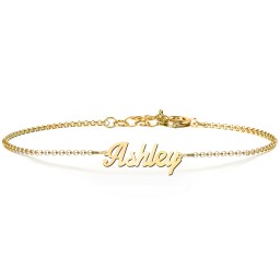 The Glamorous Name Bracelet in 10K Solid Yellow Gold