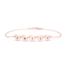 Engravable 5 Hearts Bracelet in 10K Solid Rose Gold